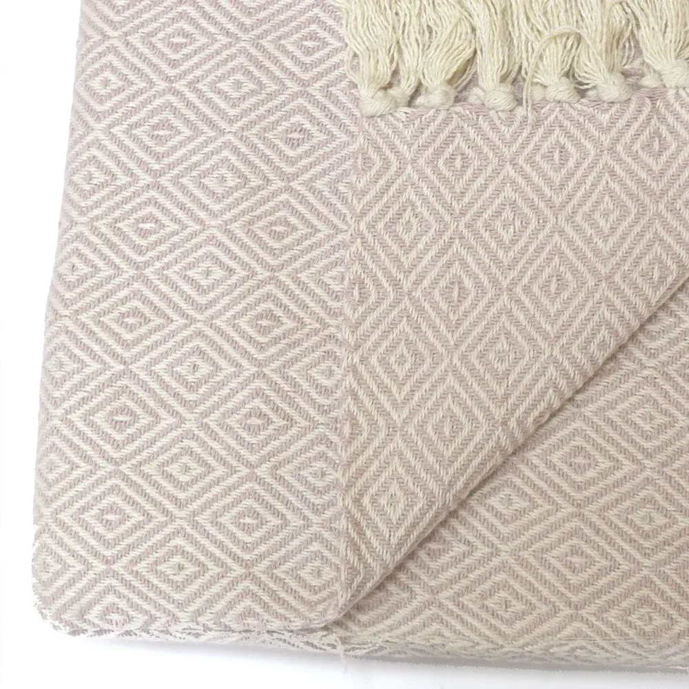 Rona Tasselled Throw - Pink, Cotton