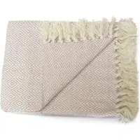 Rona Tasselled Throw - Pink, Cotton