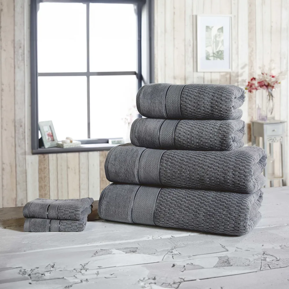 Royal Velvet Woven Bath Towel - Grey, Cotton