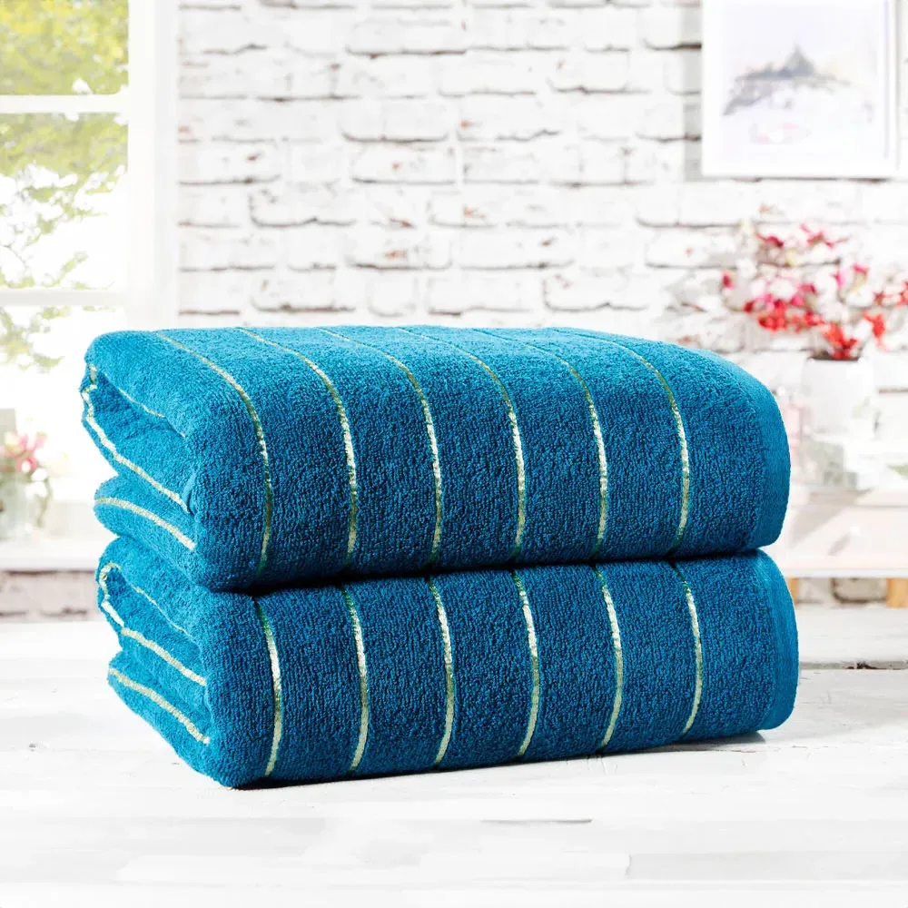 Sandringham Bath Sheet Bundle Set of 2 - Teal, Cotton