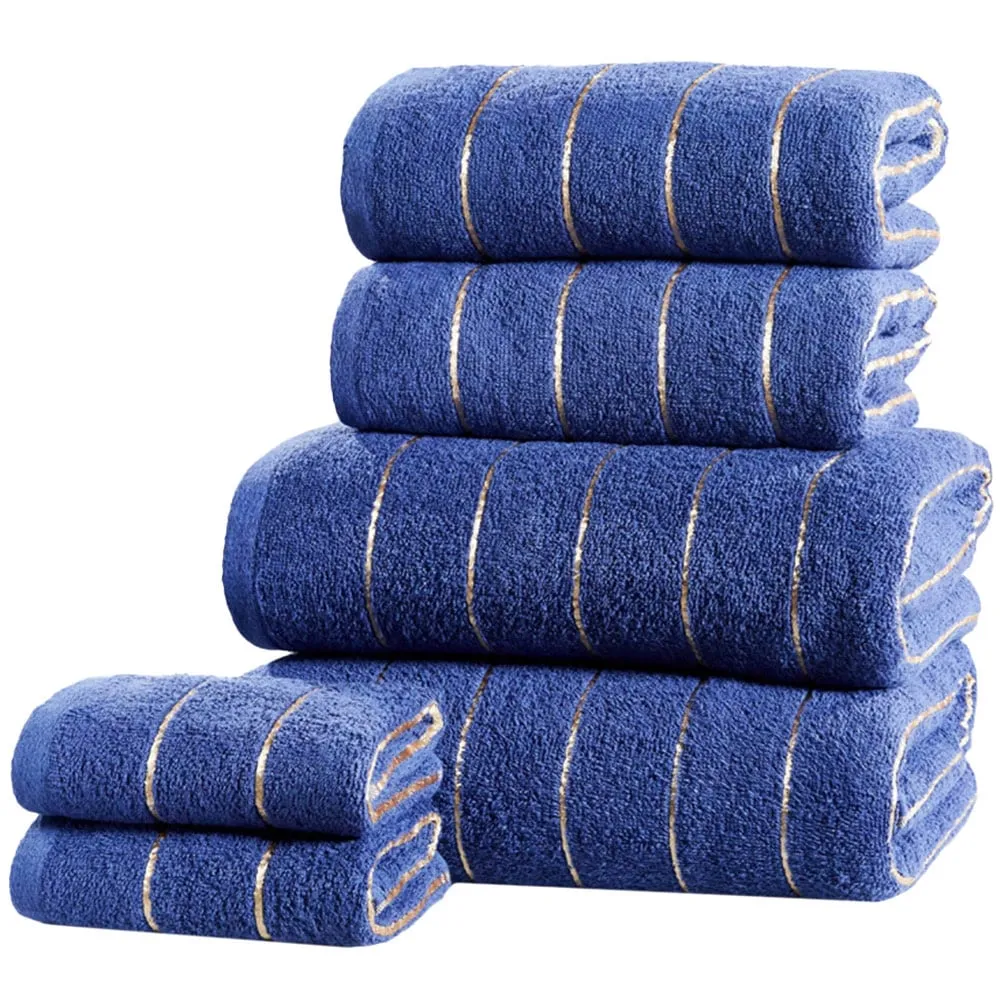 Sandringham Stripe Cotton Face Cloth - Blue