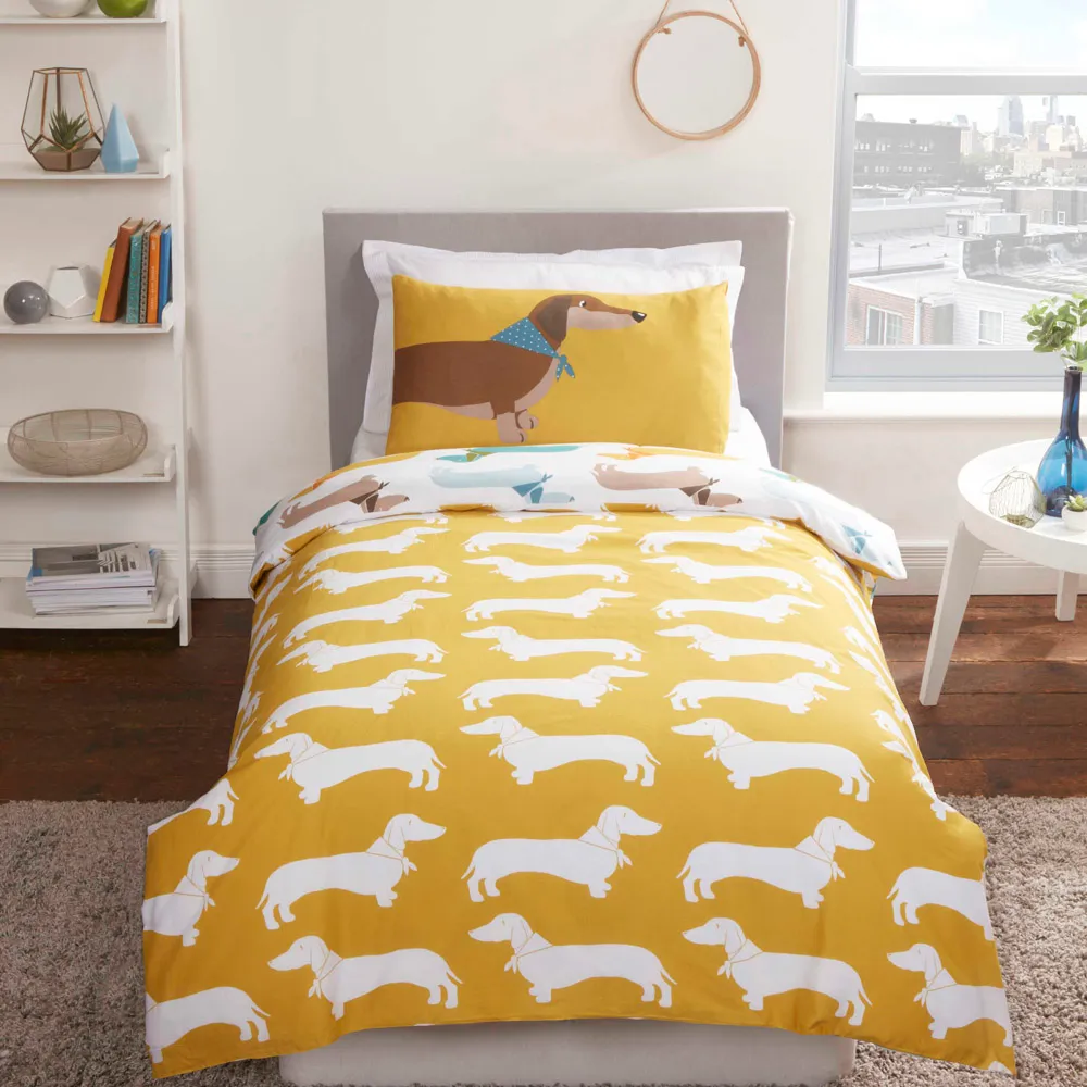 Sausage Dog Single Reversible Duvet Set - Multi