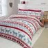 Scandi Single Duvet Set Reversible - Red, Brushed Cotton