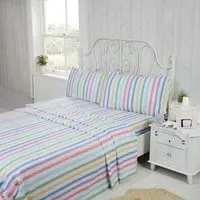 Single Candy Stripe Sheet Set - Multi, Brushed Cotton