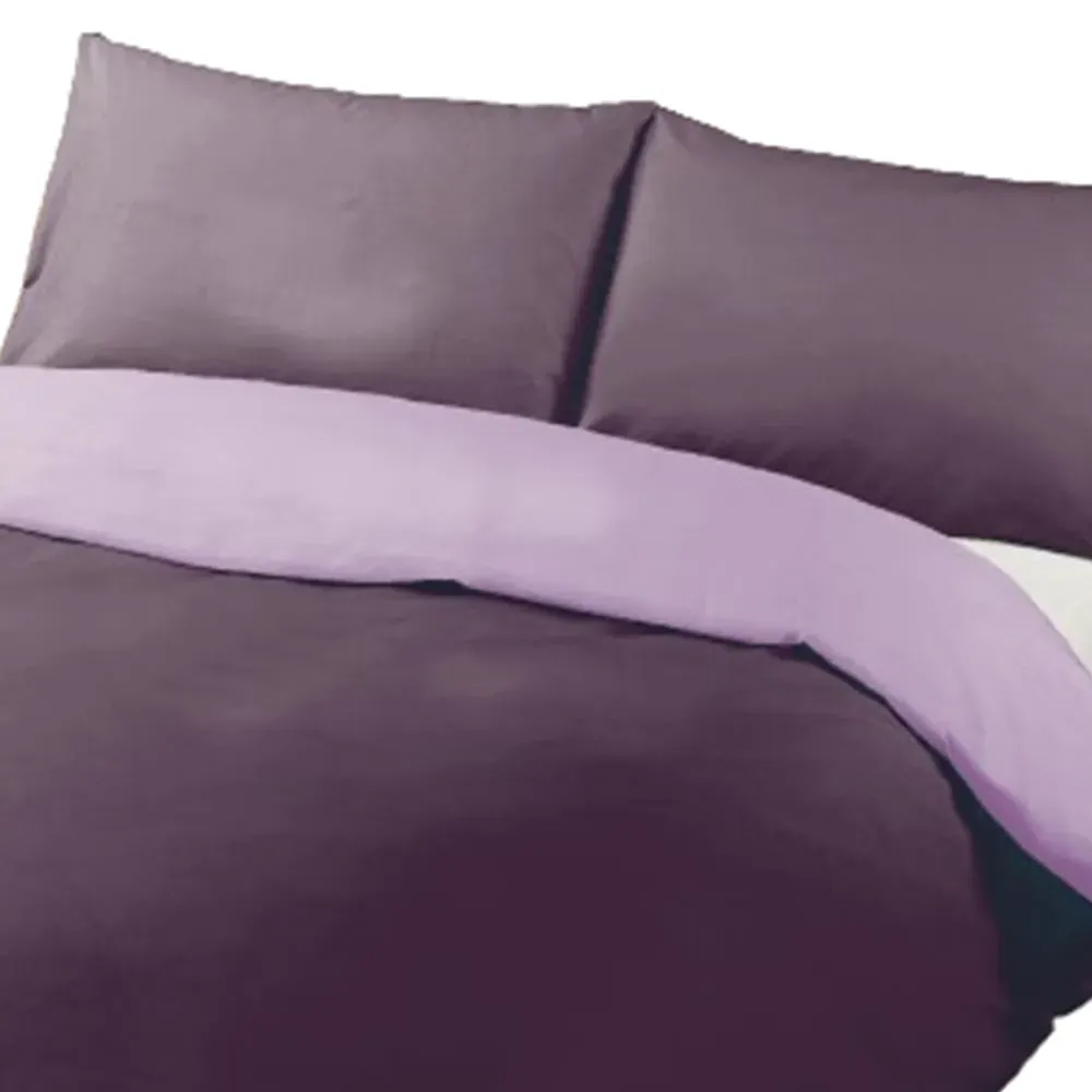 Single Reversible Quilt Cover - Purple, Polycotton Percale image
