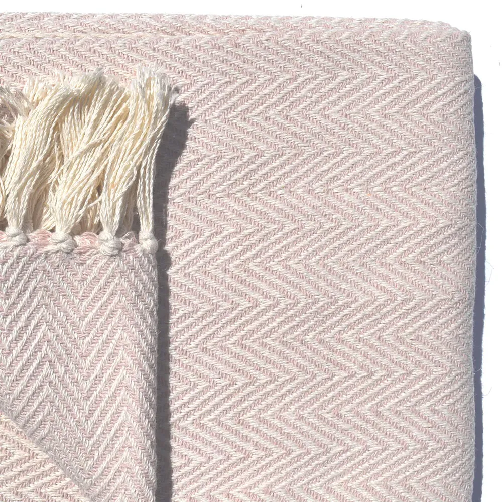 Skye Tasselled Throw - Pink, Cotton