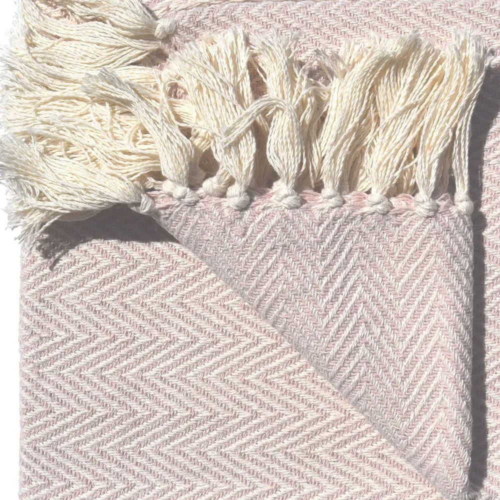 Skye Tasselled Throw - Pink, Cotton