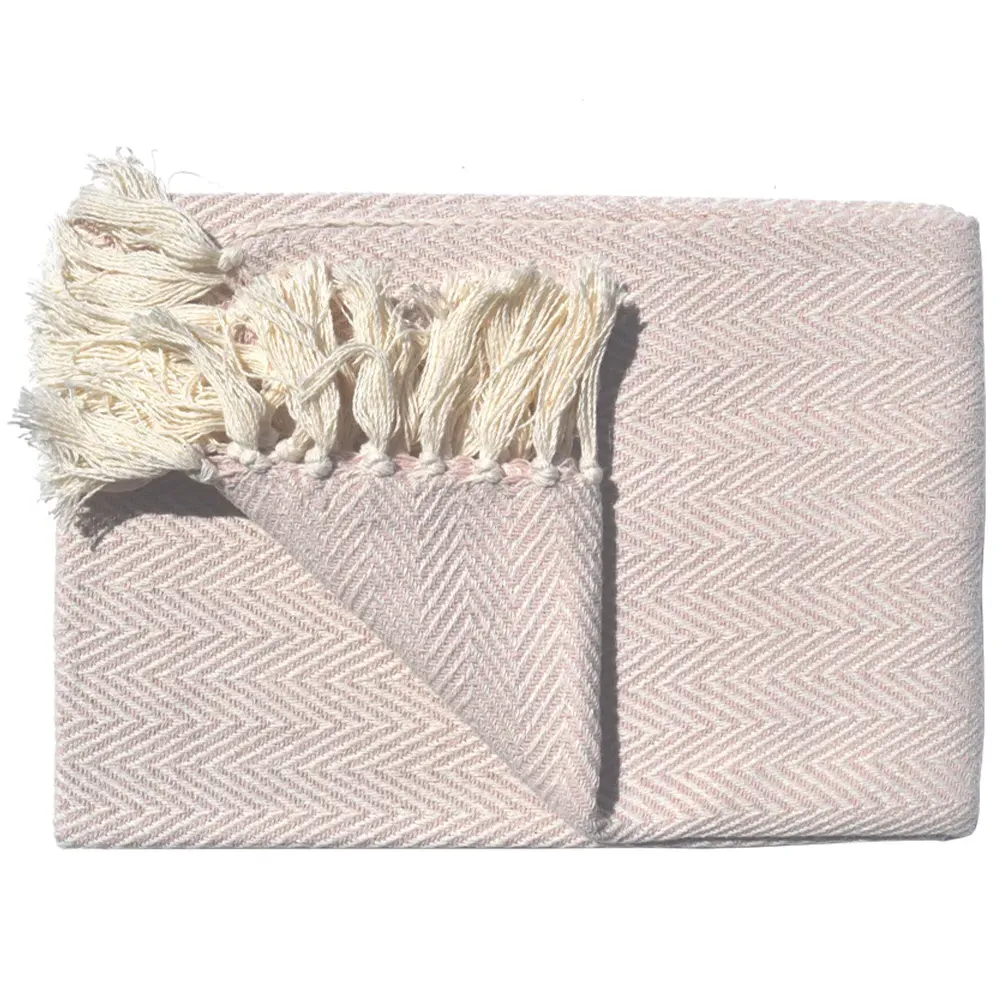 Skye Tasselled Throw - Pink, Cotton image
