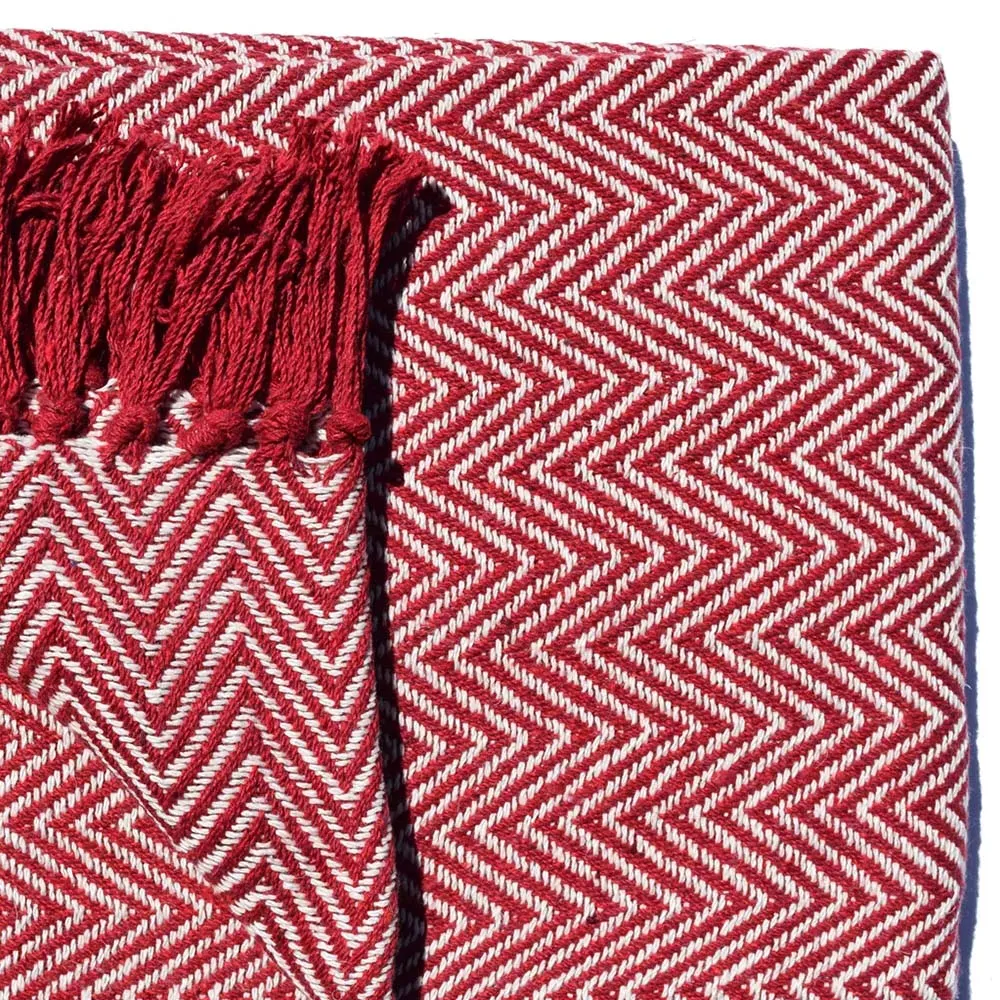 Skye Tasselled Throw - Red, Cotton