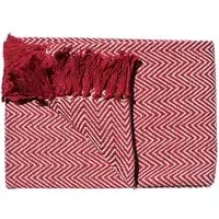 Skye Tasselled Throw - Red, Cotton