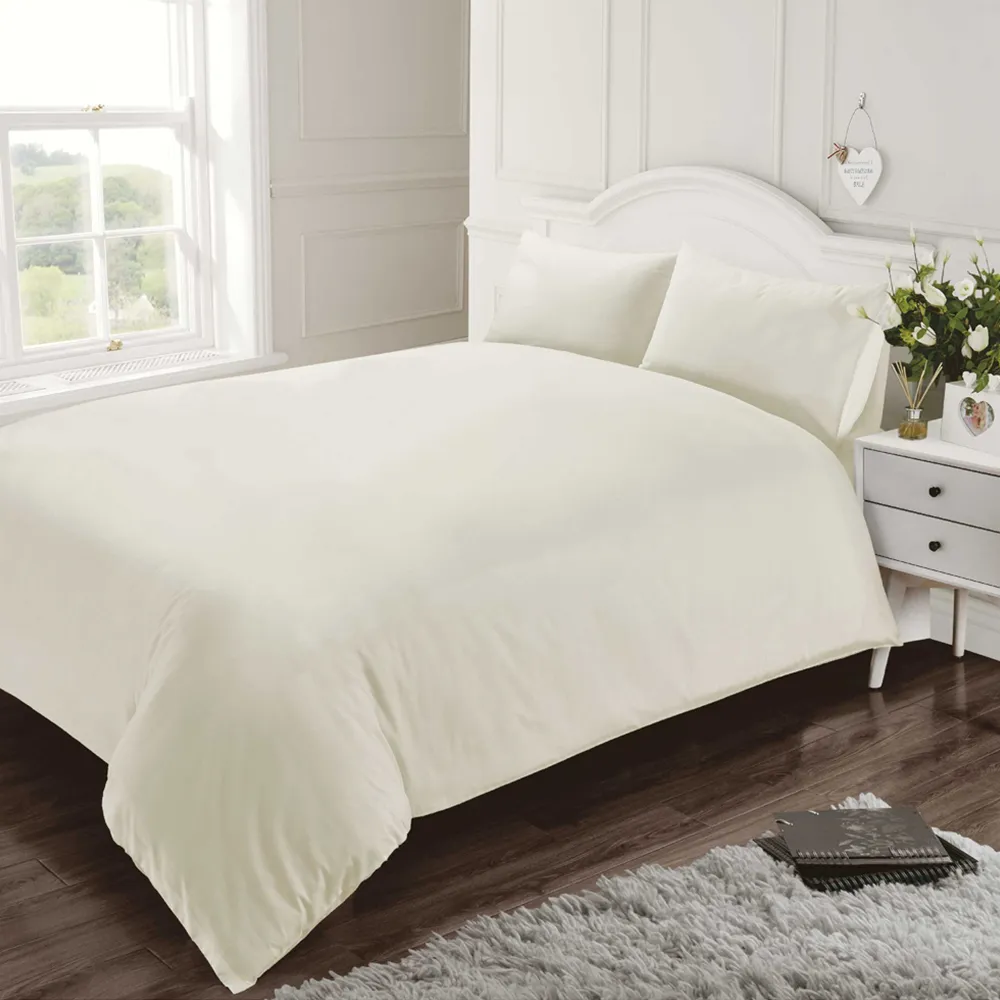 Super King 400 Thread Count Quilt Cover - Cream, Cotton Percale