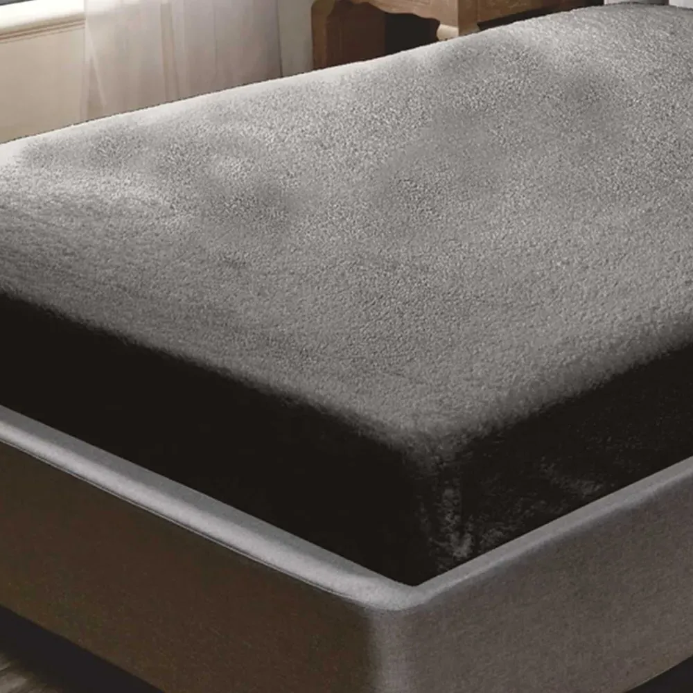 Teddy Double Fitted Bed Sheet - Charcoal