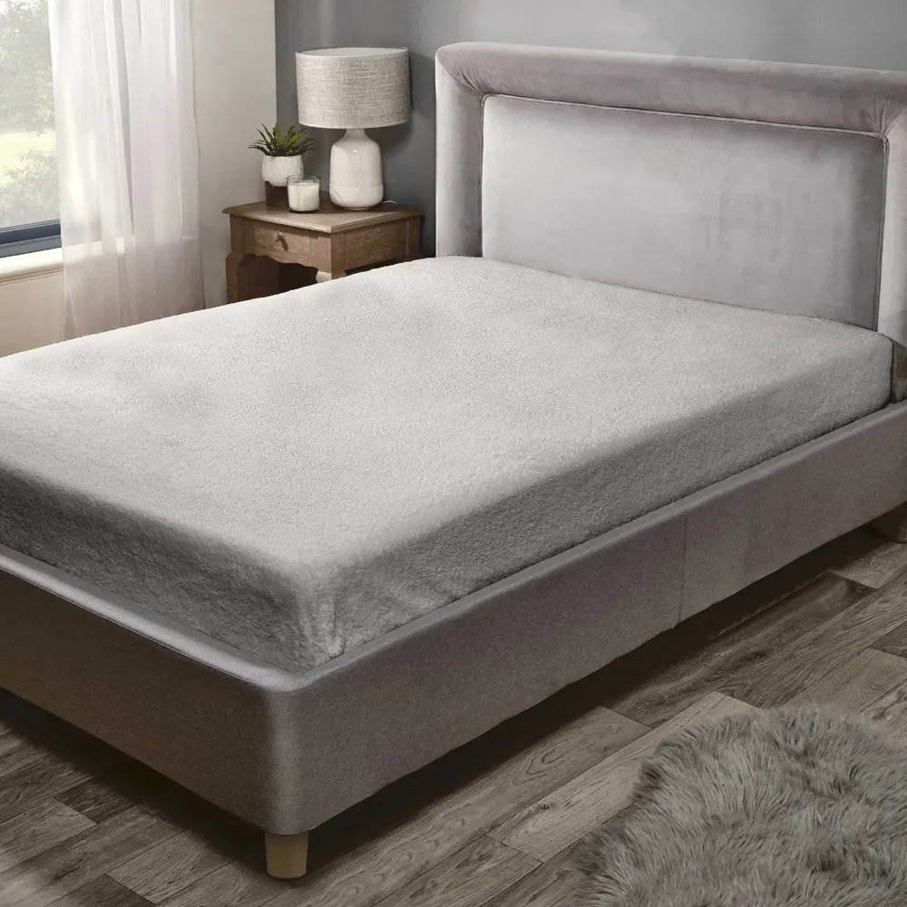 Teddy Double Fitted Bed Sheet - Silver