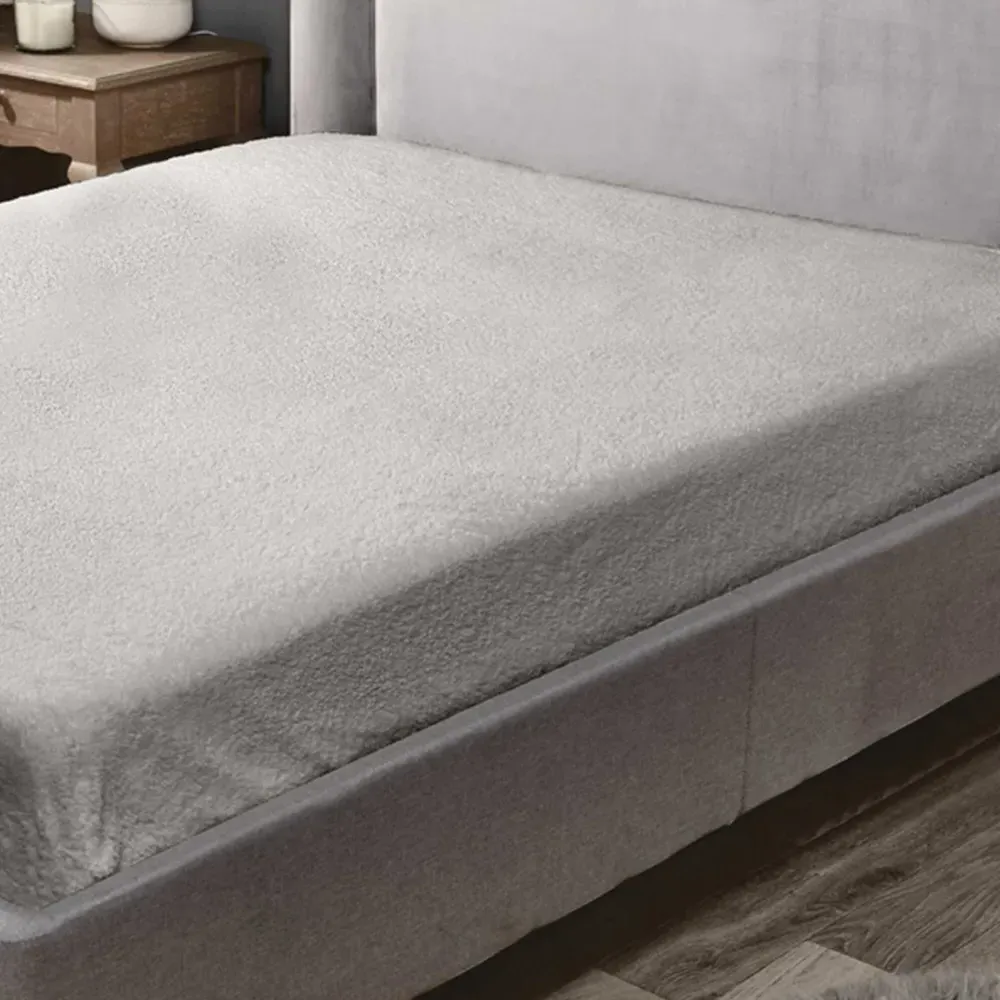 Teddy Double Fitted Bed Sheet - Silver