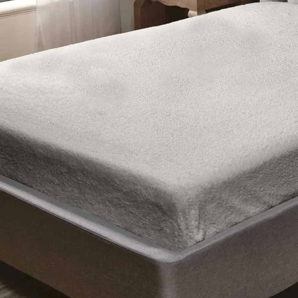 Teddy Double Fitted Bed Sheet - Silver