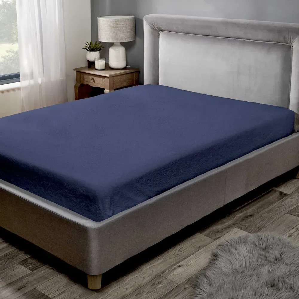 Teddy King Fitted Bed Sheet - Navy