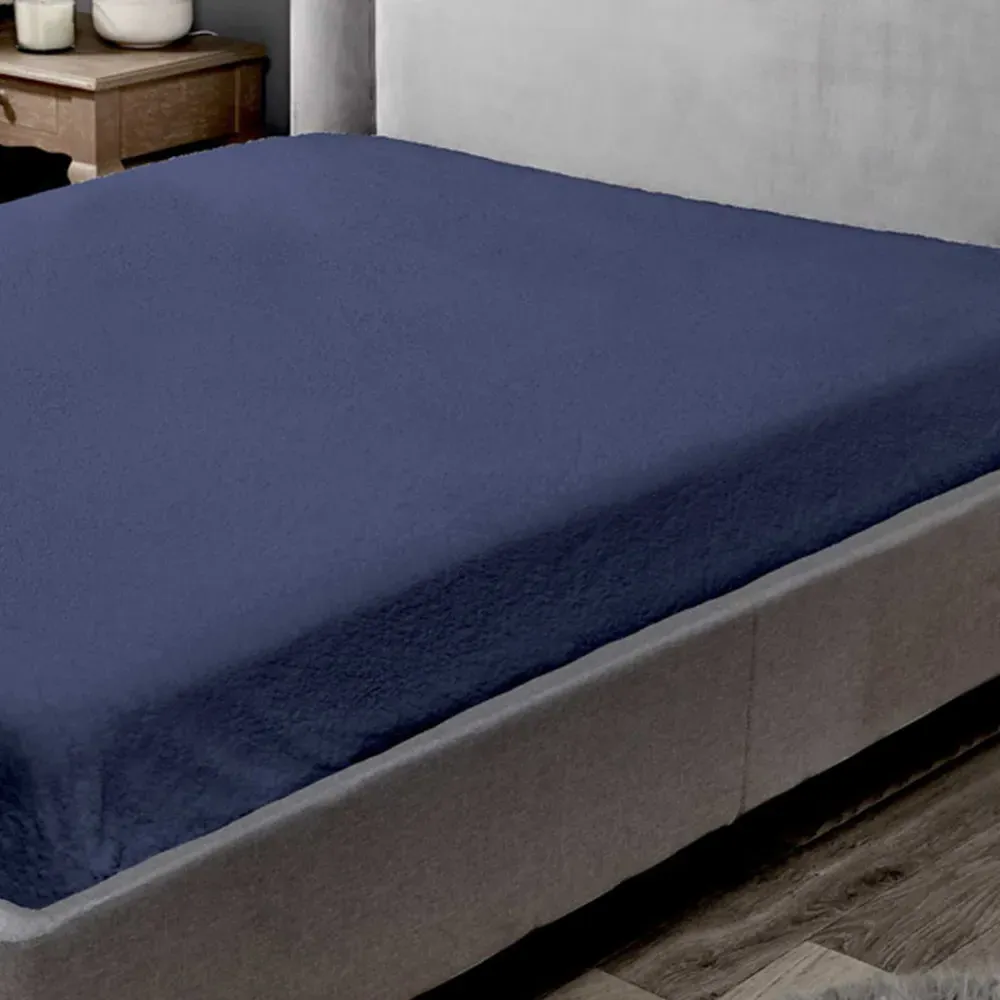 Teddy King Fitted Bed Sheet - Navy