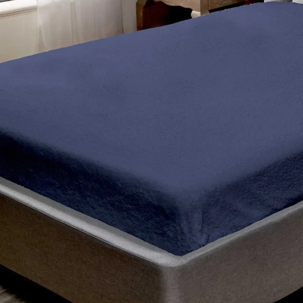 Teddy King Fitted Bed Sheet - Navy