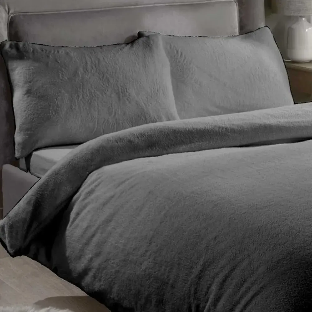 Teddy Single Duvet Set - Charcoal