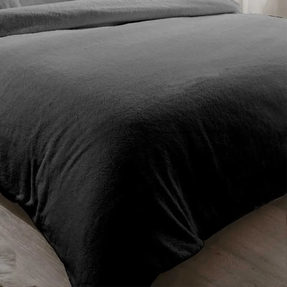 Teddy Single Duvet Set - Charcoal