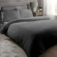 Teddy Single Duvet Set - Charcoal