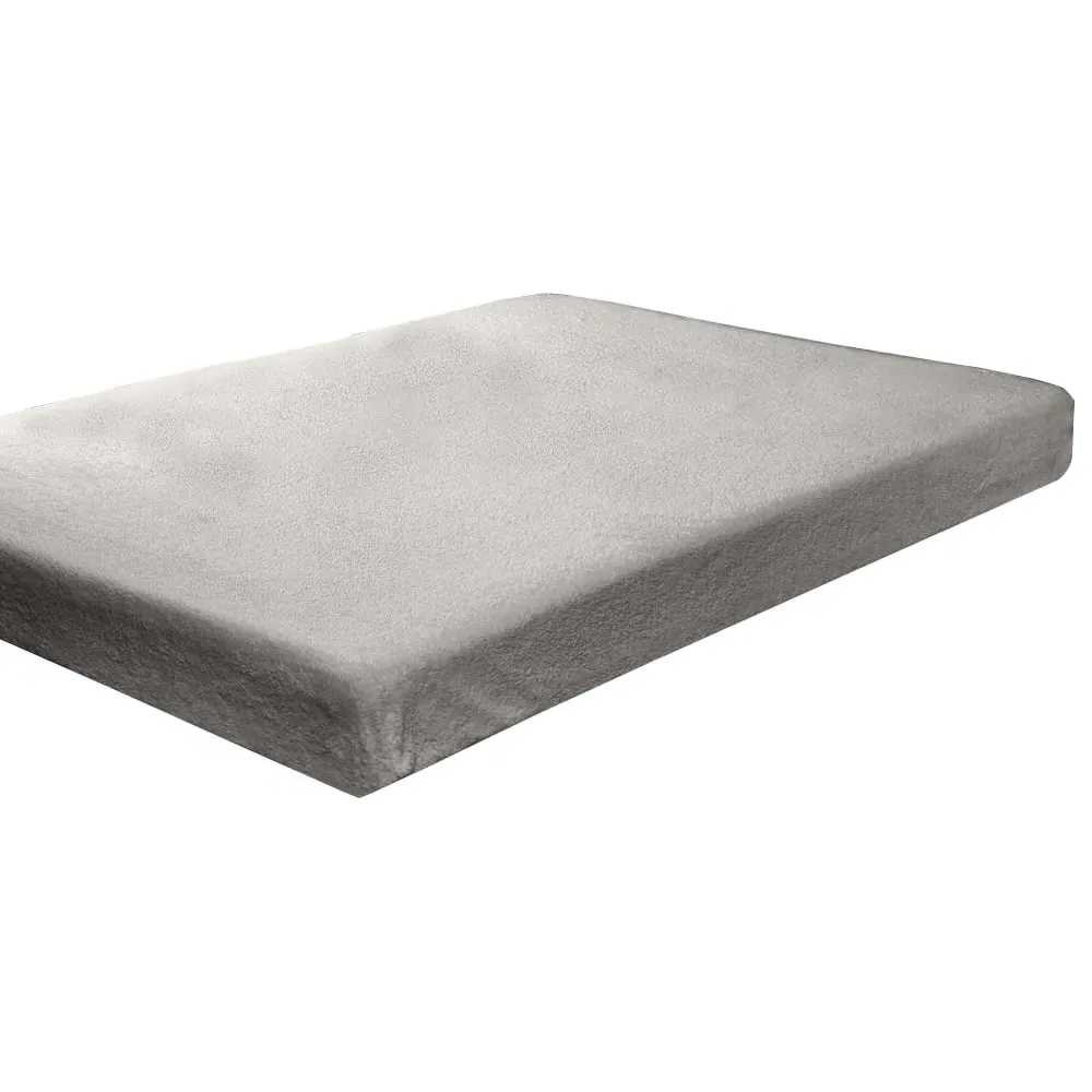 Teddy Single Fitted Bed Sheet - Silver