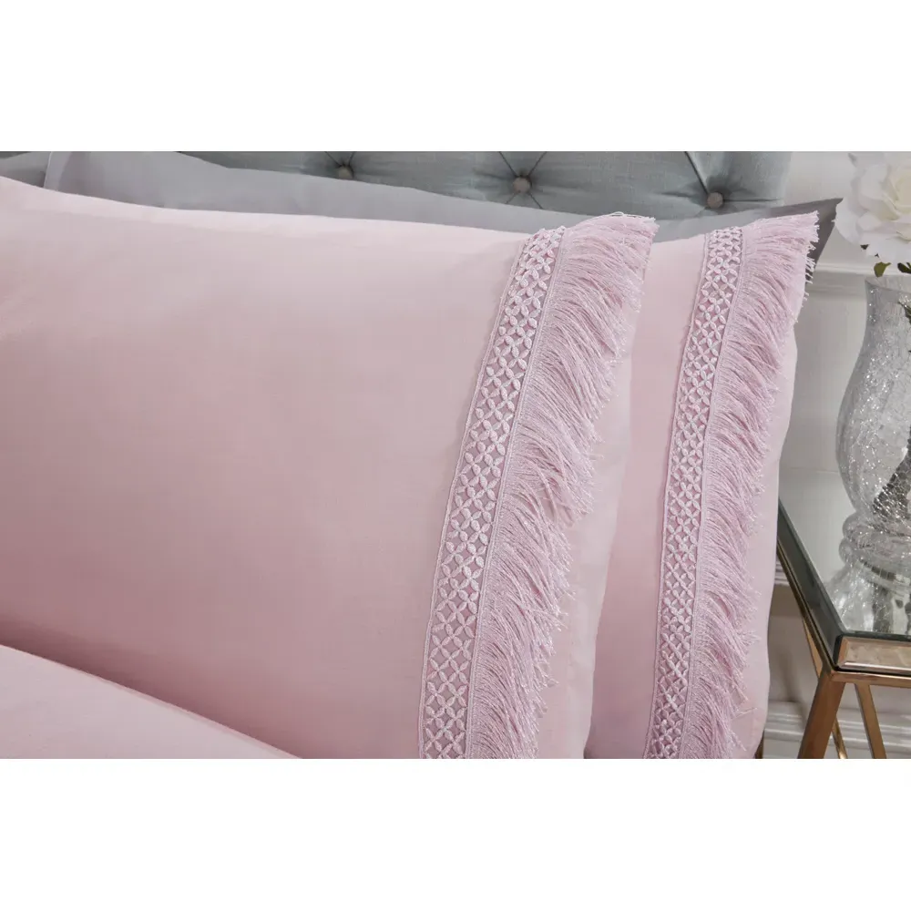 Tia Trellis King Size Duvet Set - Pink