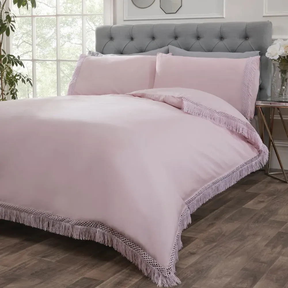 Tia Trellis King Size Duvet Set - Pink