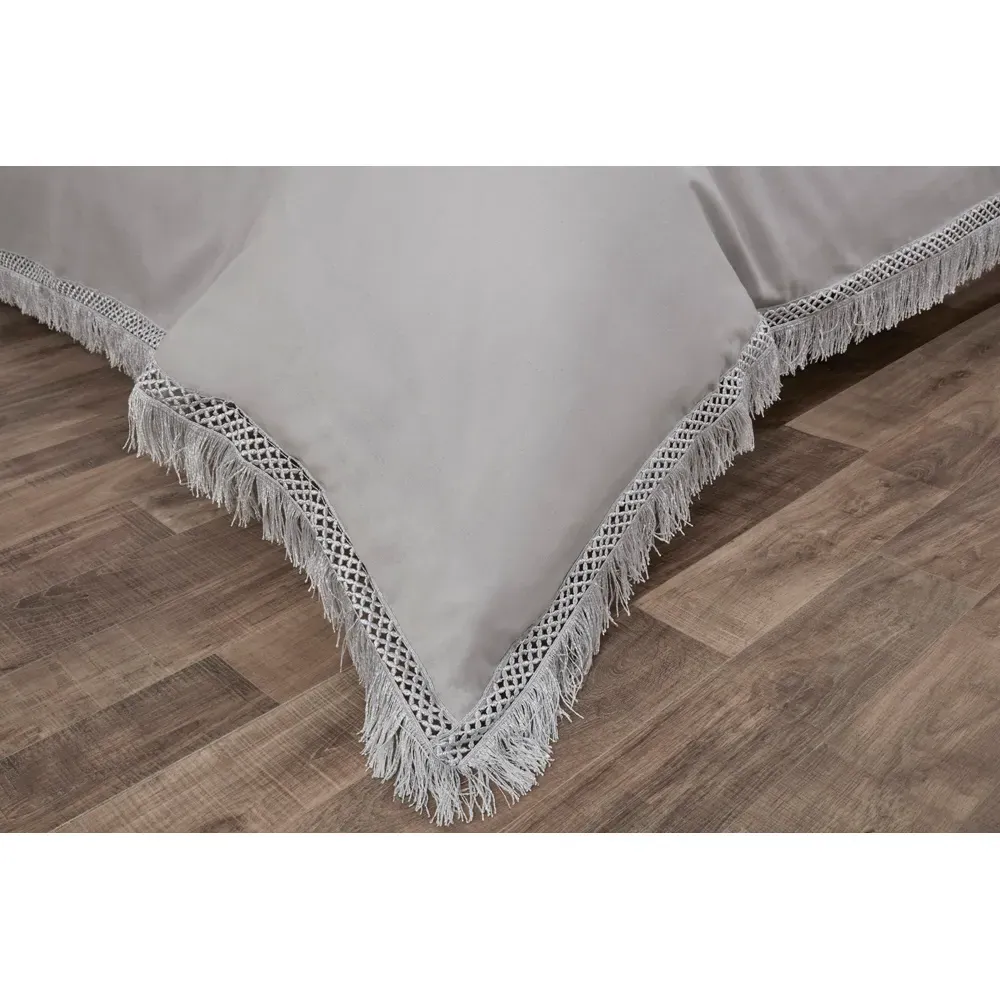 Tia Trellis Single Duvet Set - Silver