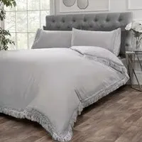 Tia Trellis Single Duvet Set - Silver