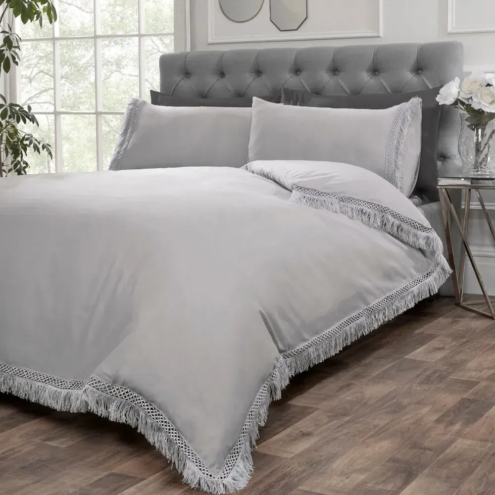 Tia Trellis Single Duvet Set - Silver image