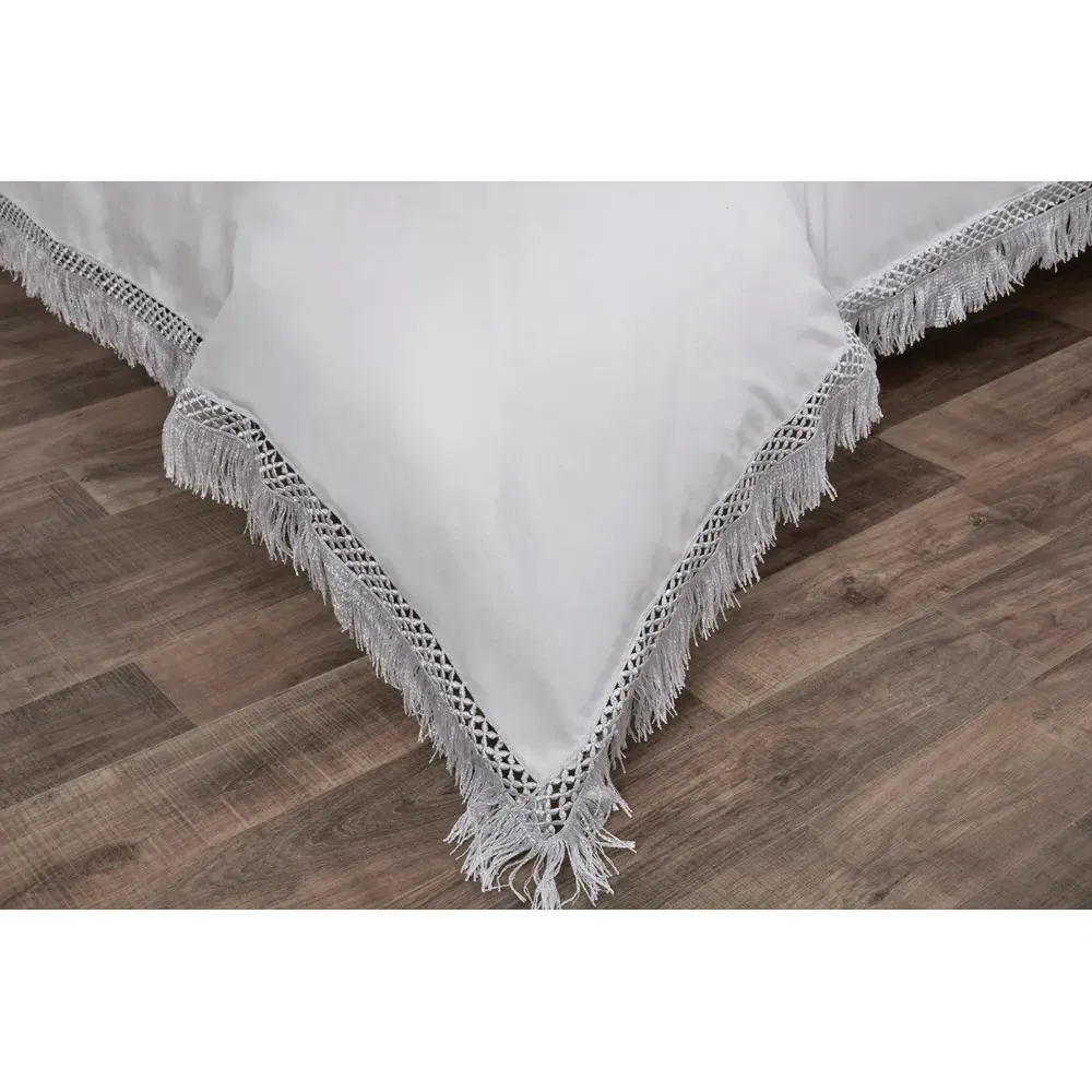 Tia Trellis Single Duvet Set - White