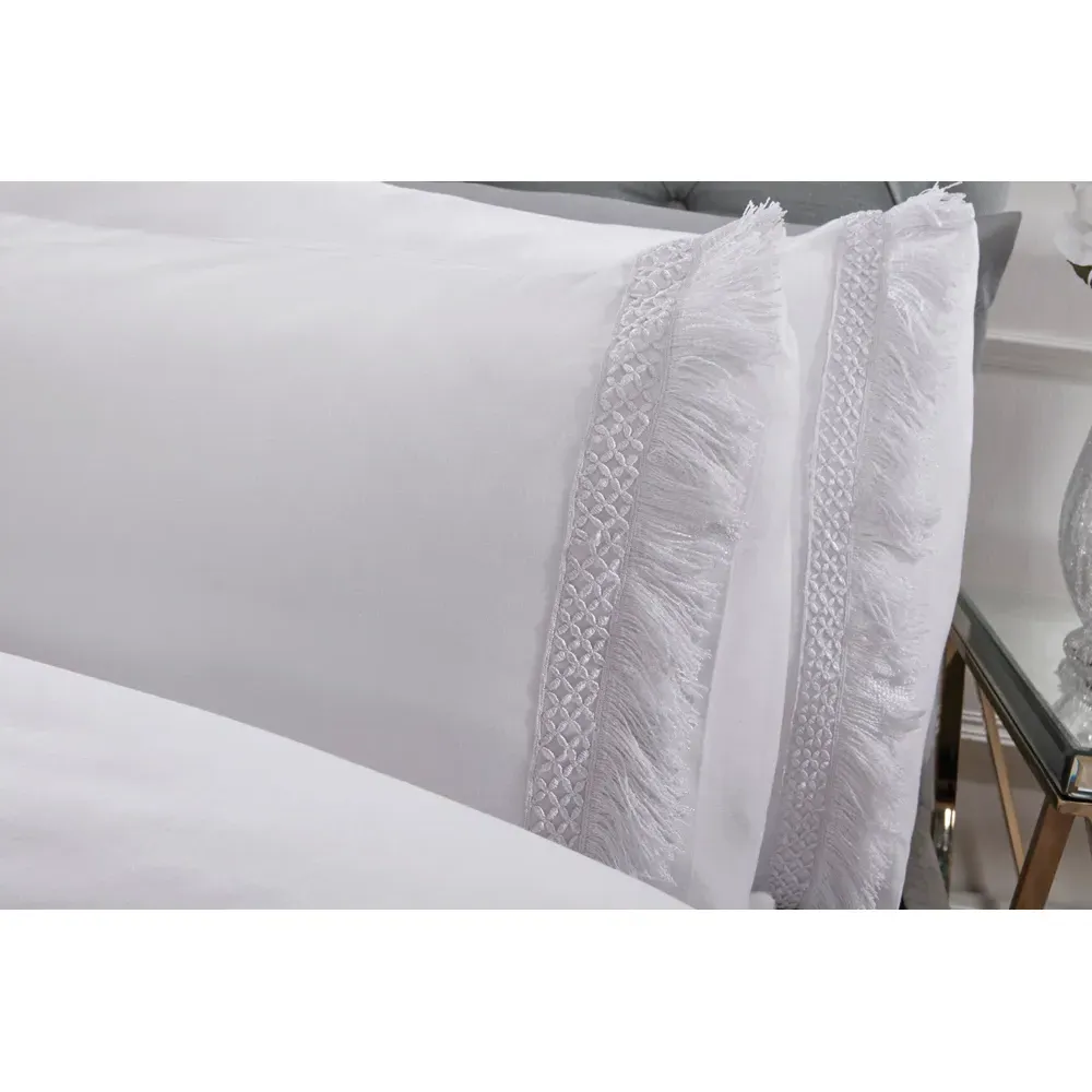 Tia Trellis Single Duvet Set - White
