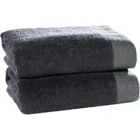 Tidal Bath Sheet Set of 2 - Charcoal Grey, Cotton