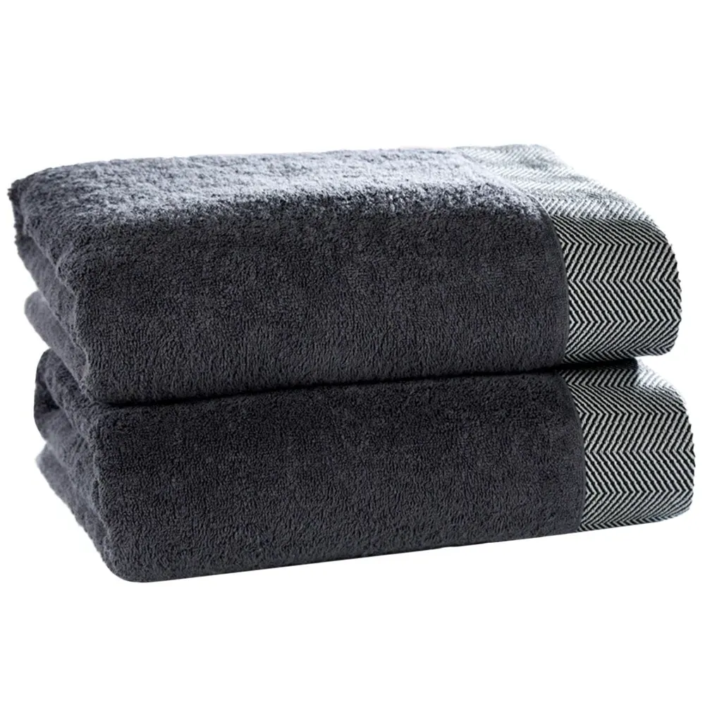 Tidal Bath Sheet Set of 2 - Charcoal Grey, Cotton image