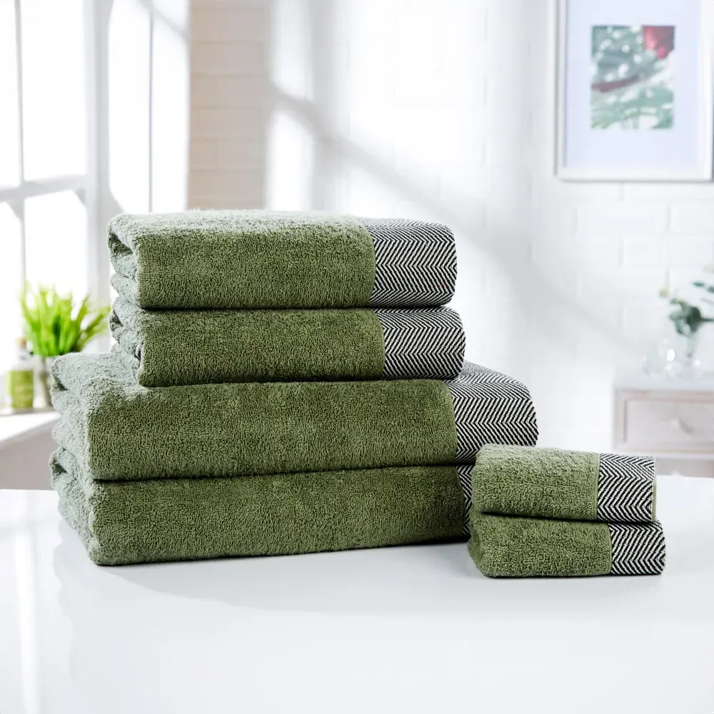 Tidal Hand Towel - Green, Cotton