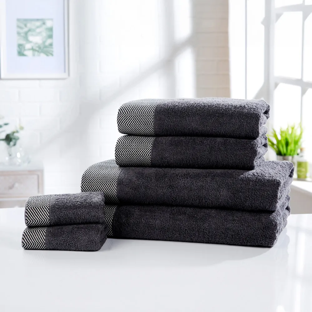 Tidal Hand Towel - Grey, Cotton