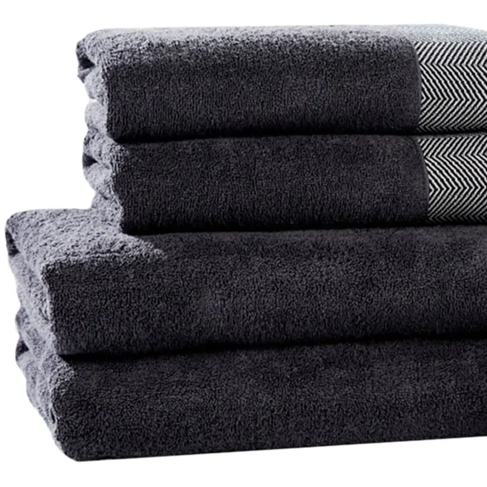 Tidal Pure Cotton Towel Bundle Set of 6 - Charcoal Grey