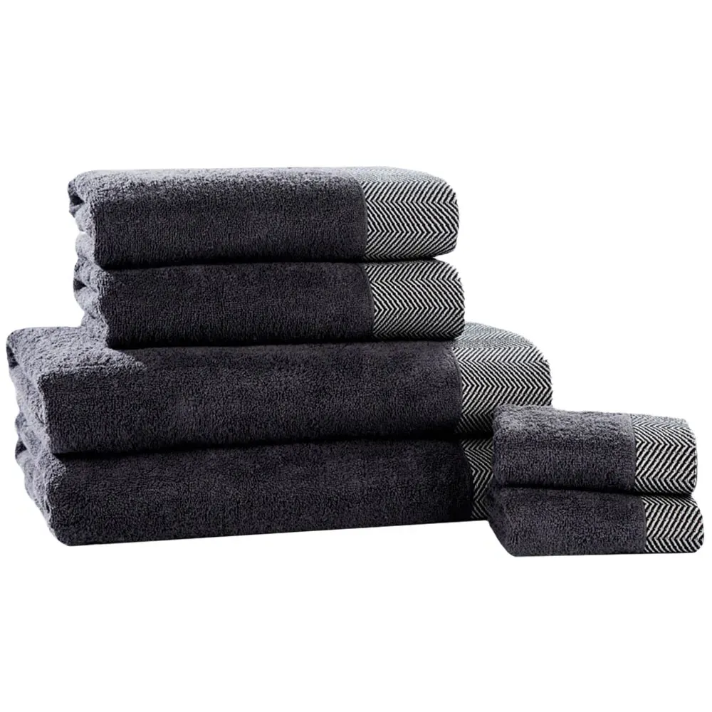 Tidal Pure Cotton Towel Bundle Set of 6 - Charcoal Grey image