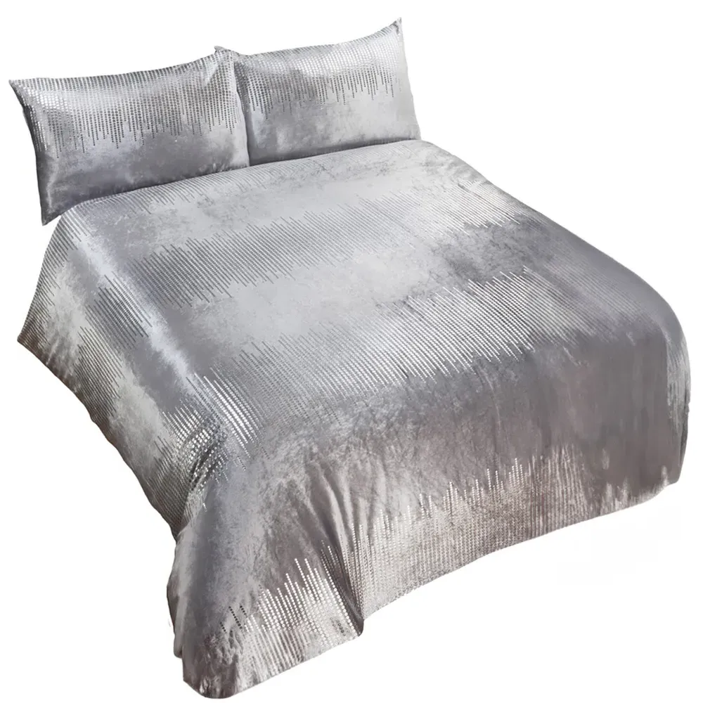 Tiffany Double Duvet Set - Silver, Velvet