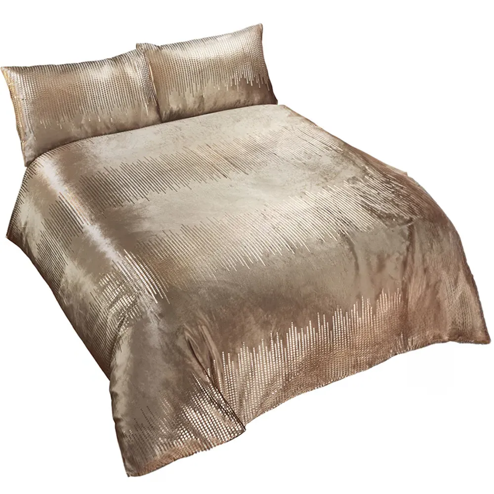 Tiffany King Size Duvet Set - Gold, Velvet