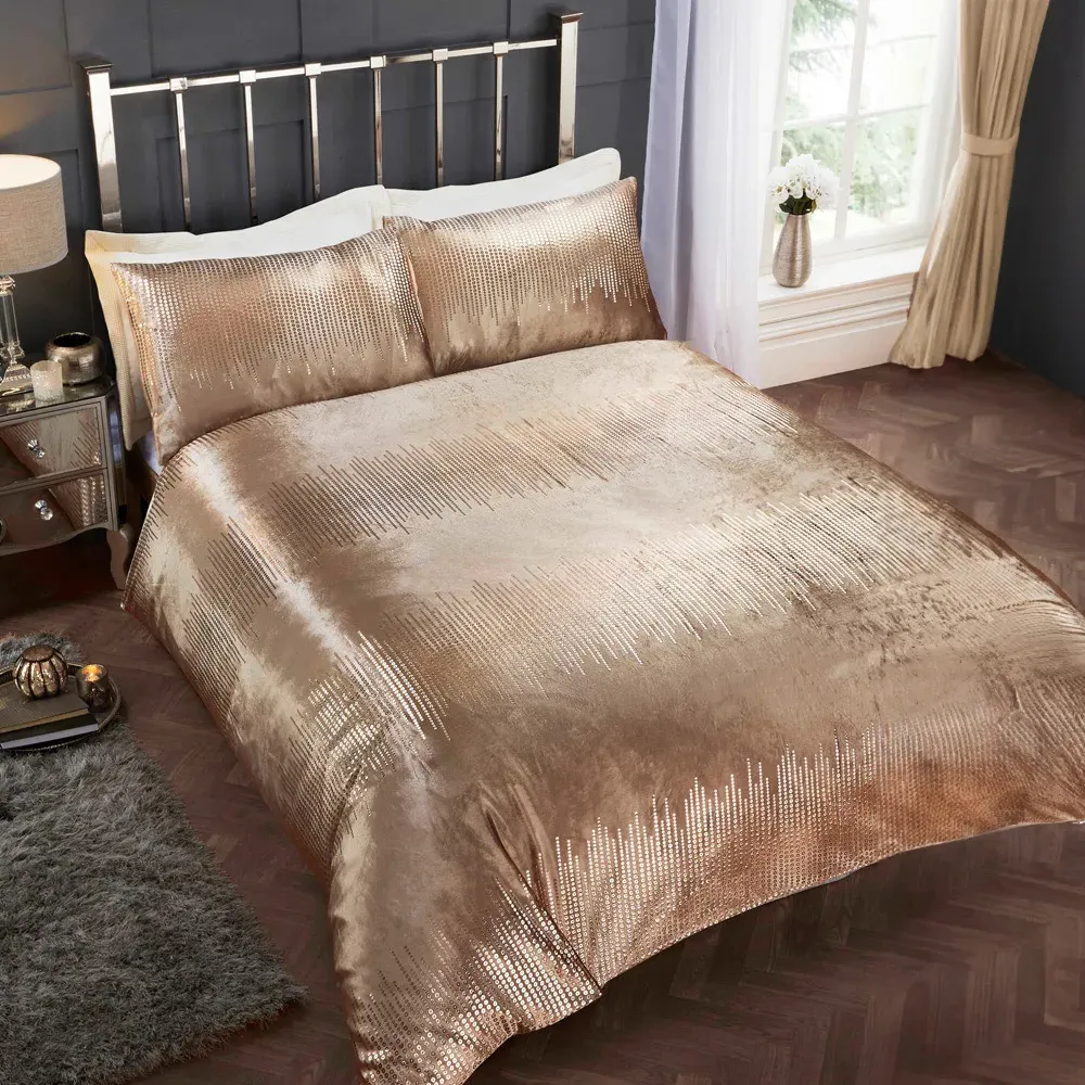 Tiffany King Size Duvet Set - Gold, Velvet
