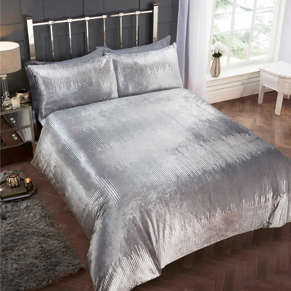 Tiffany Single Duvet Set - Silver, Velvet image