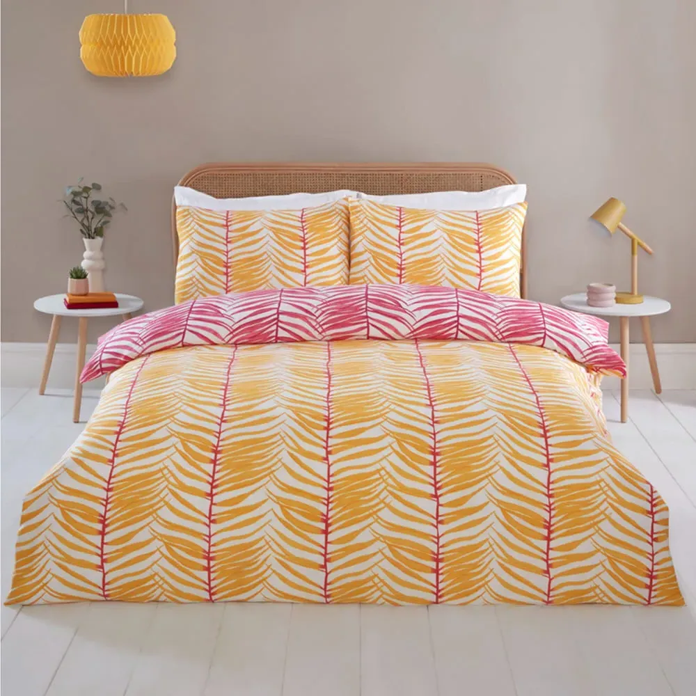 Tropical Trails Double Duvet Cover Set - Yellow, Polyester
