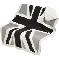 Union Jack Sherpa Fleece Reverse Throw - Black