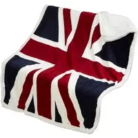 Union Jack Sherpa Fleece Reverse Throw - Red