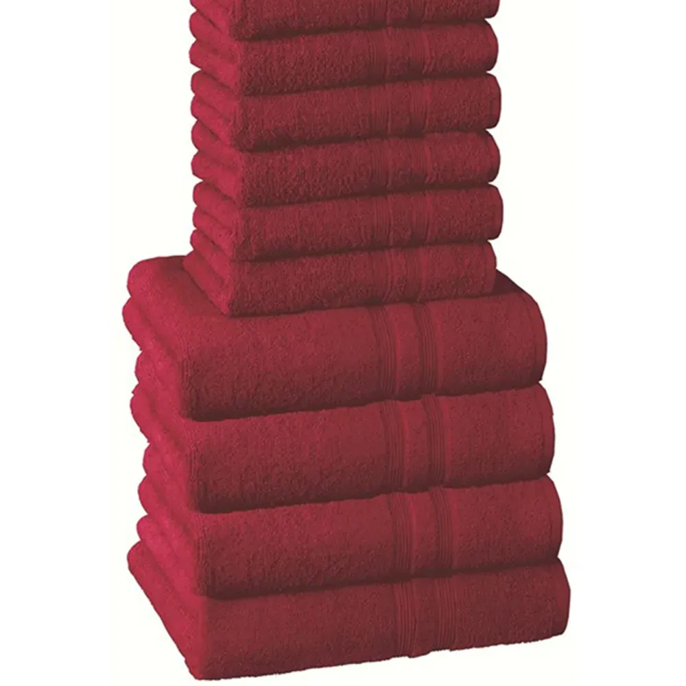 W500 Cotton Towel Bundle Set of 10 - Red