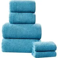 Waffle Textured Cotton Face Cloth - Blue