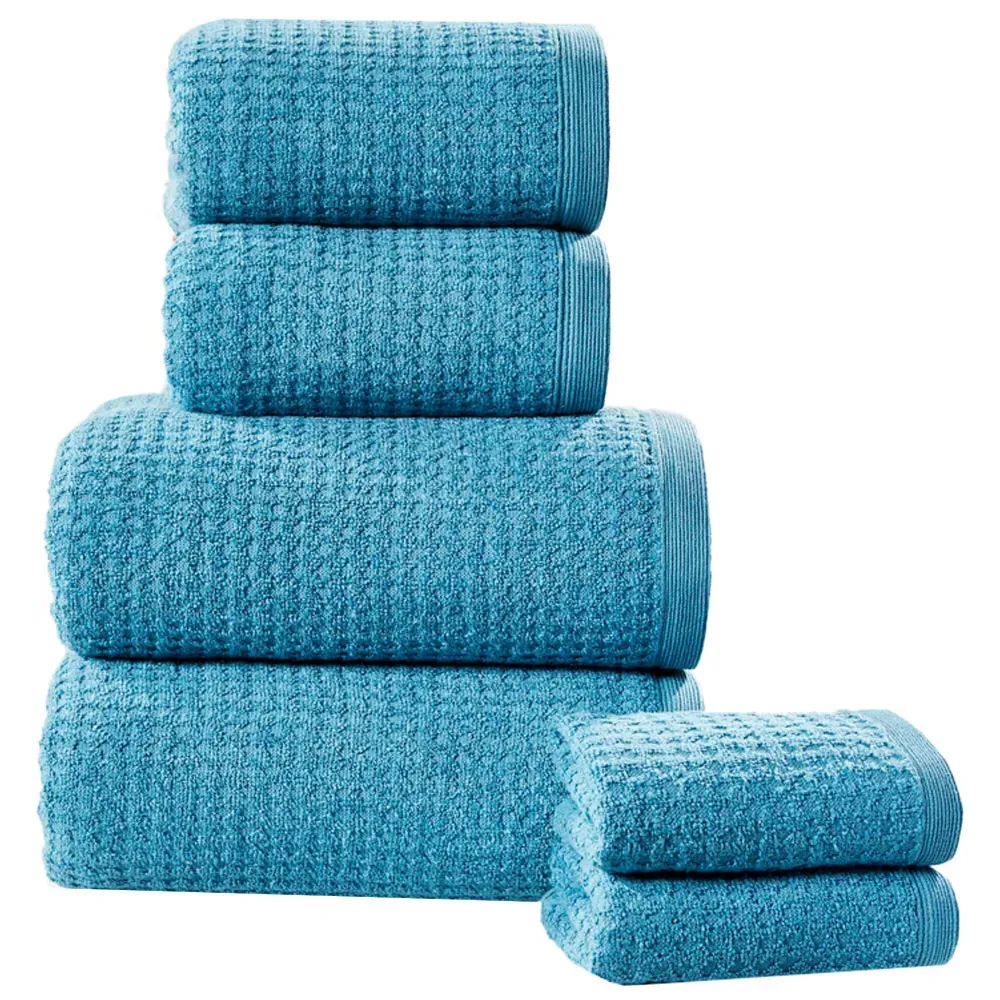 Waffle Textured Cotton Face Cloth - Blue image