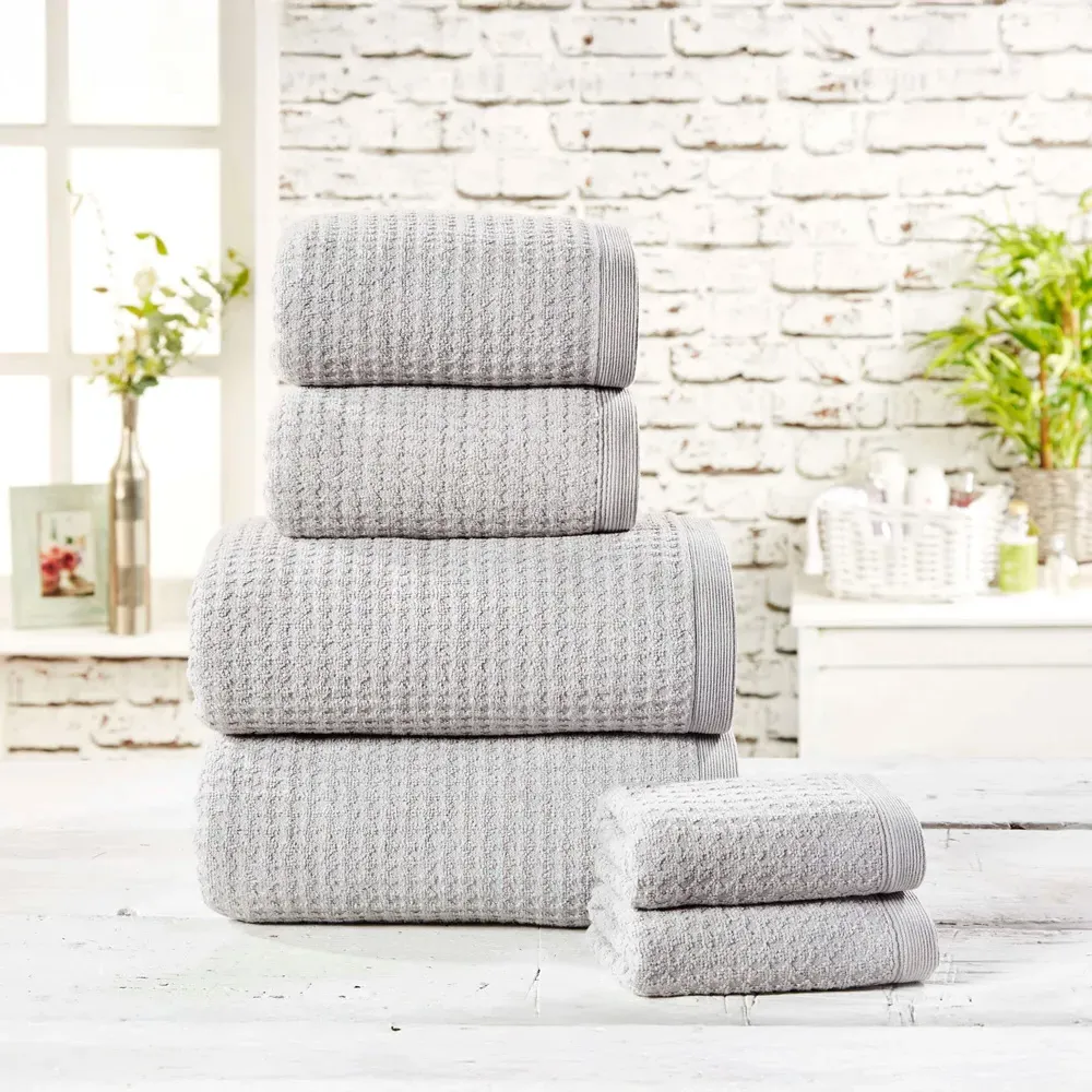 Waffle Textured Cotton Face Cloth - Grey